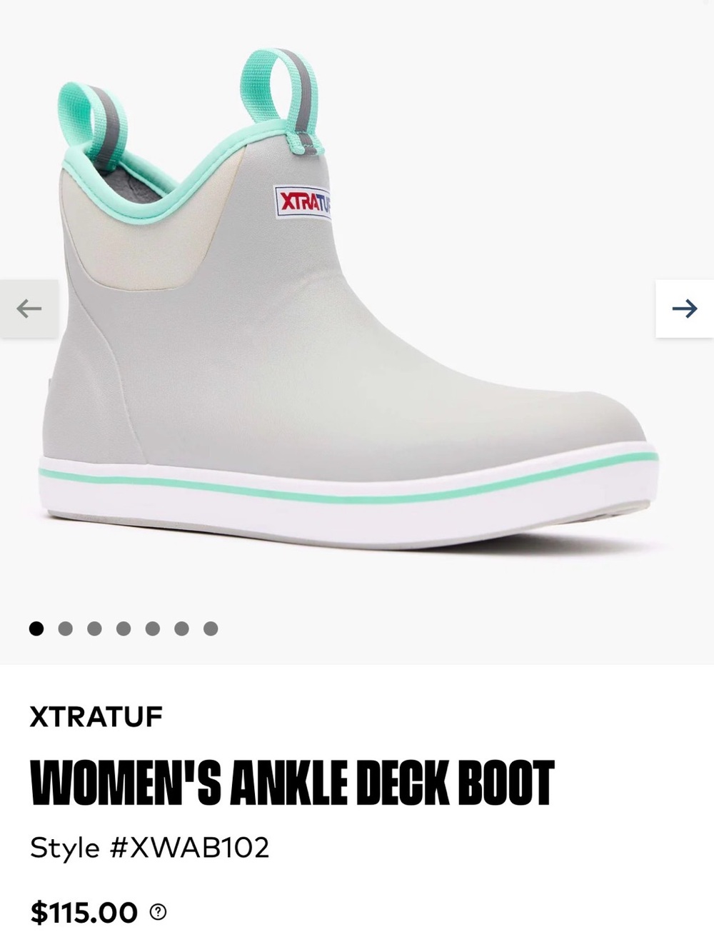 XTRATUF Women's Ankle Deck Boot — Light Gray with Mint Trim
